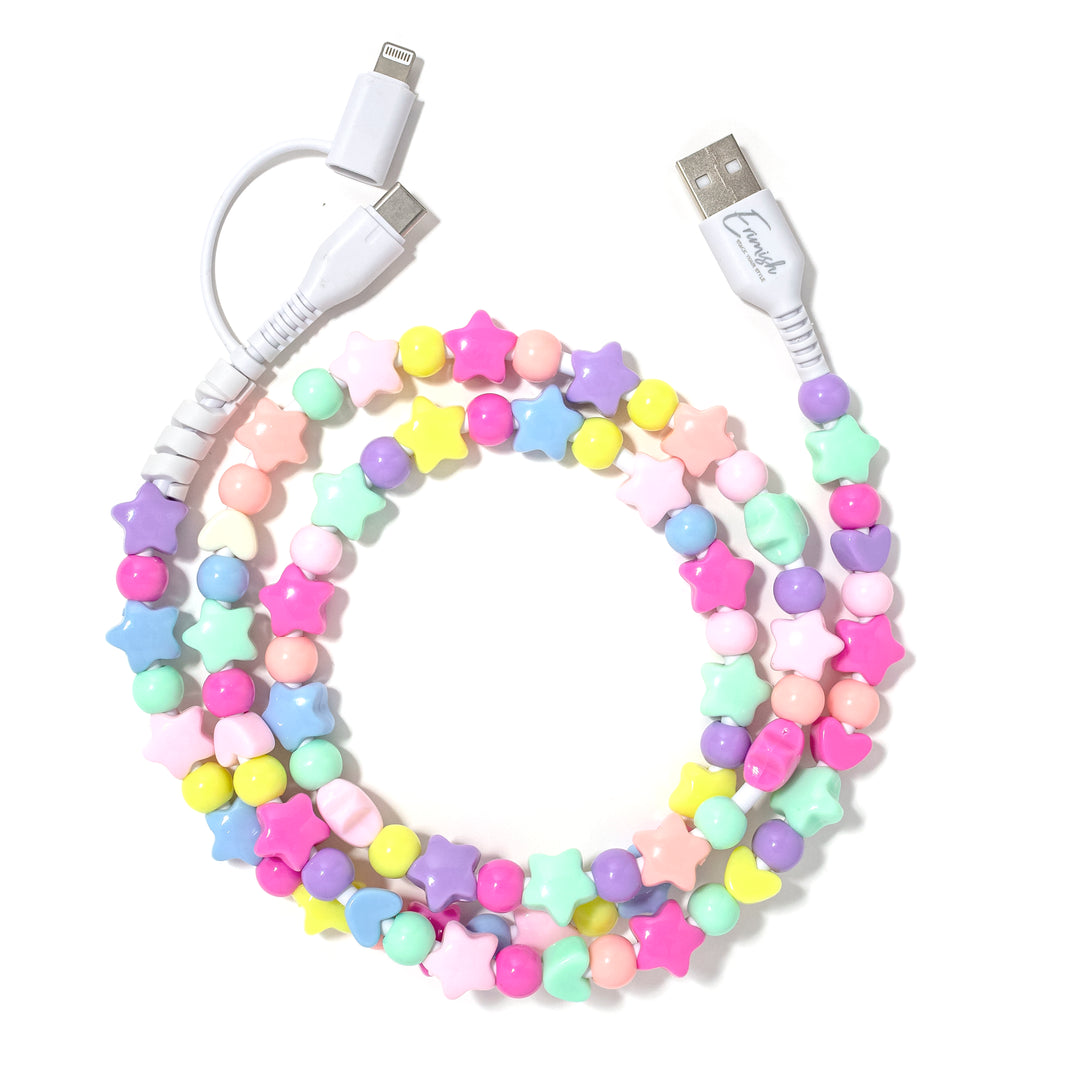 Beaded Phone Charger Multi Star