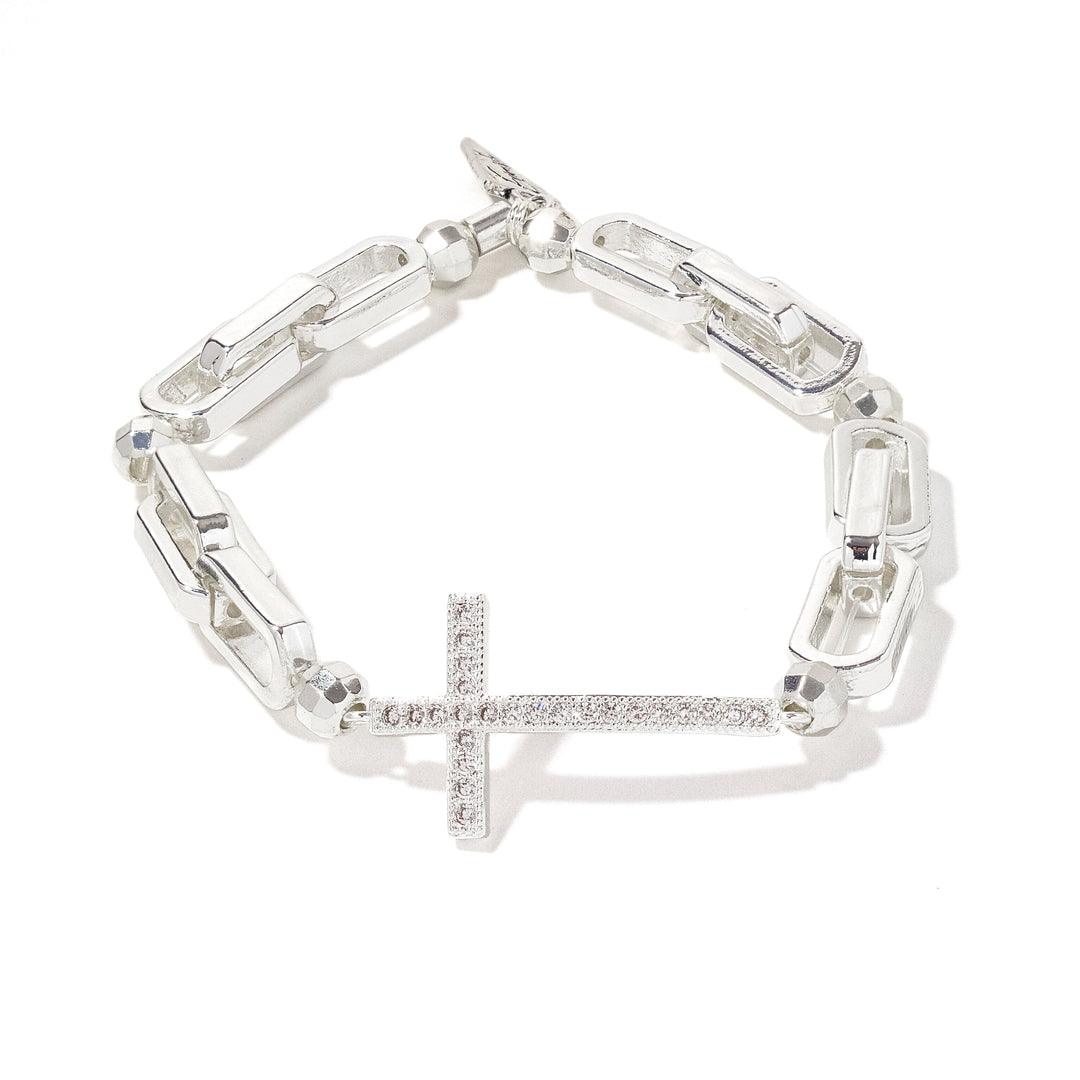 Cross Silver Chain Single