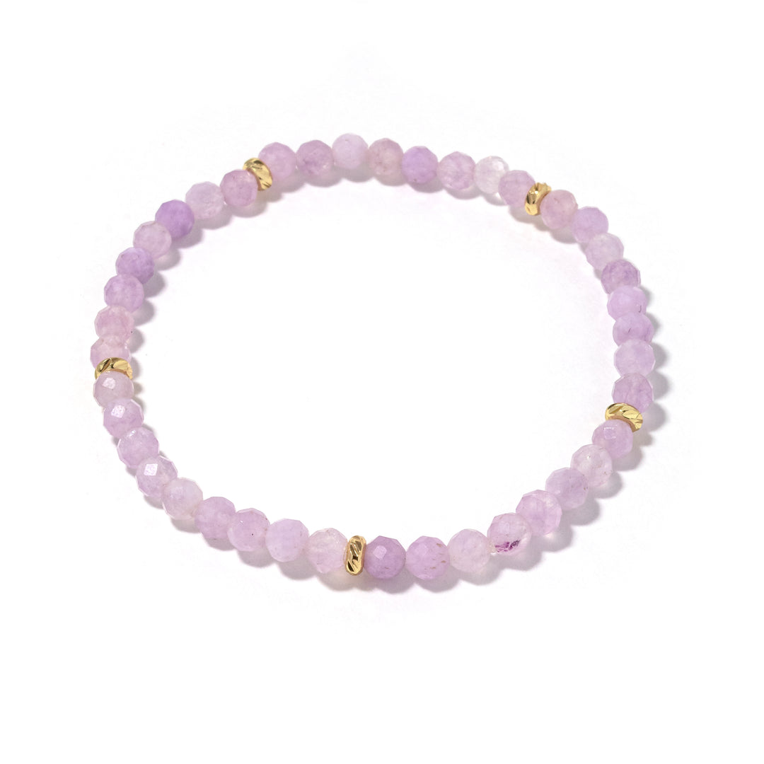 Plus Size 14k Gold Filled Amethyst Gemstone Bracelet 4mm