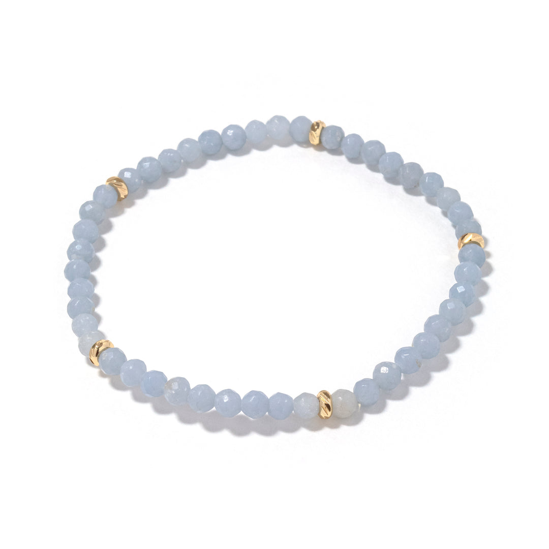 Plus Size 14k Gold Filled Blue Jade Gemstone Bracelet 4mm