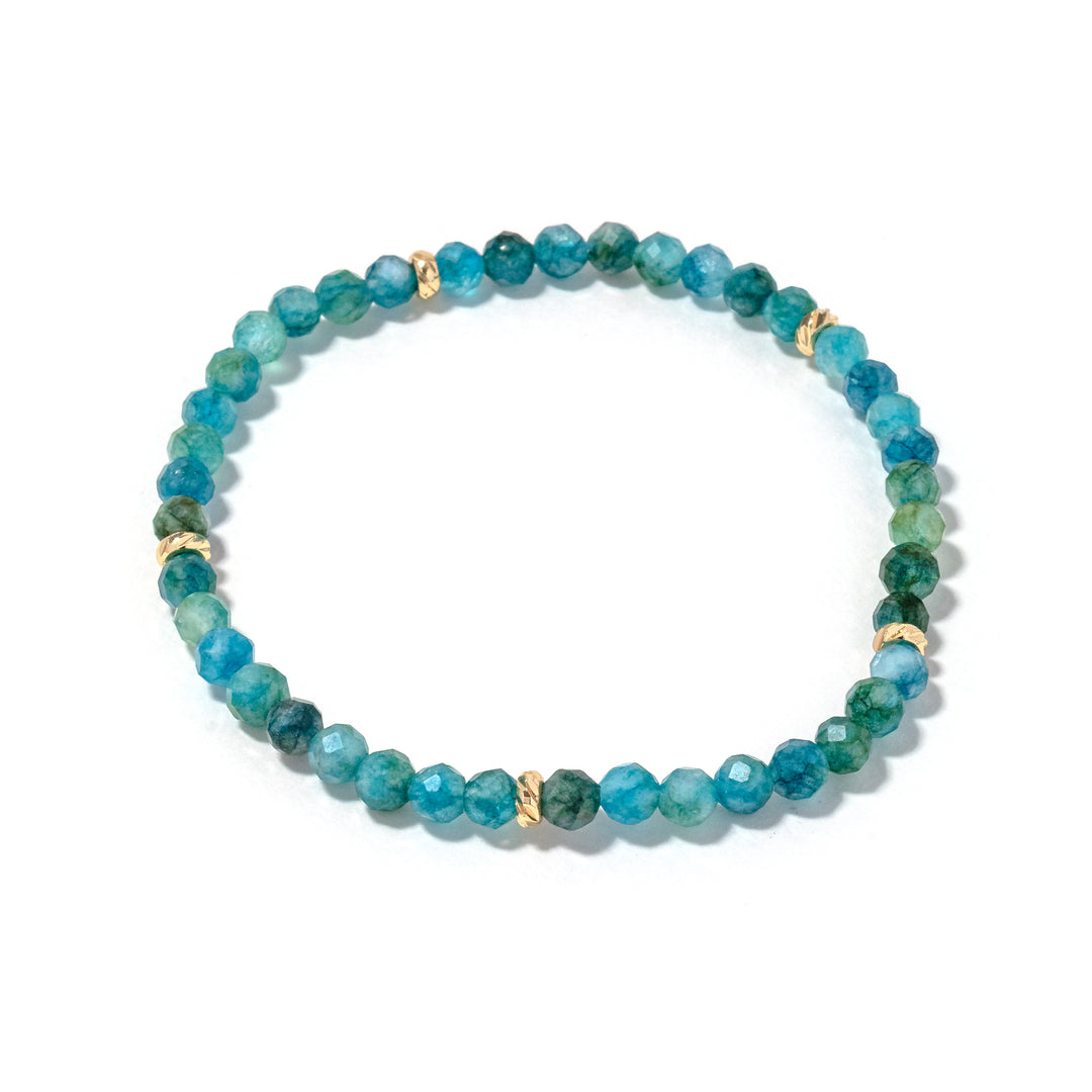 Plus Size 14k Gold Filled Blue Phosphate Gemstone Bracelet 4mm
