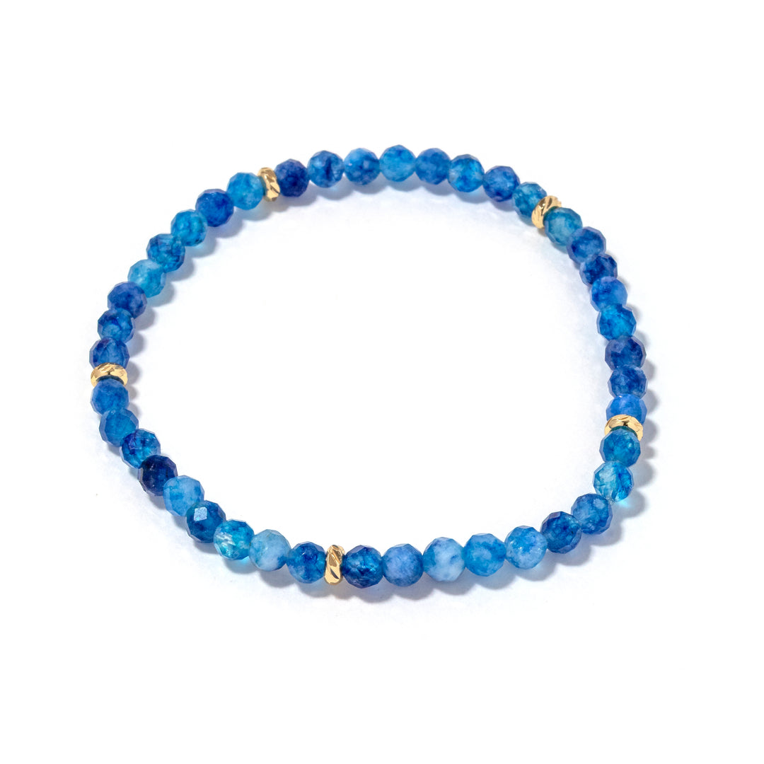 Plus Size 14k Gold Filled Blue Quartz Gemstone Bracelet 4mm
