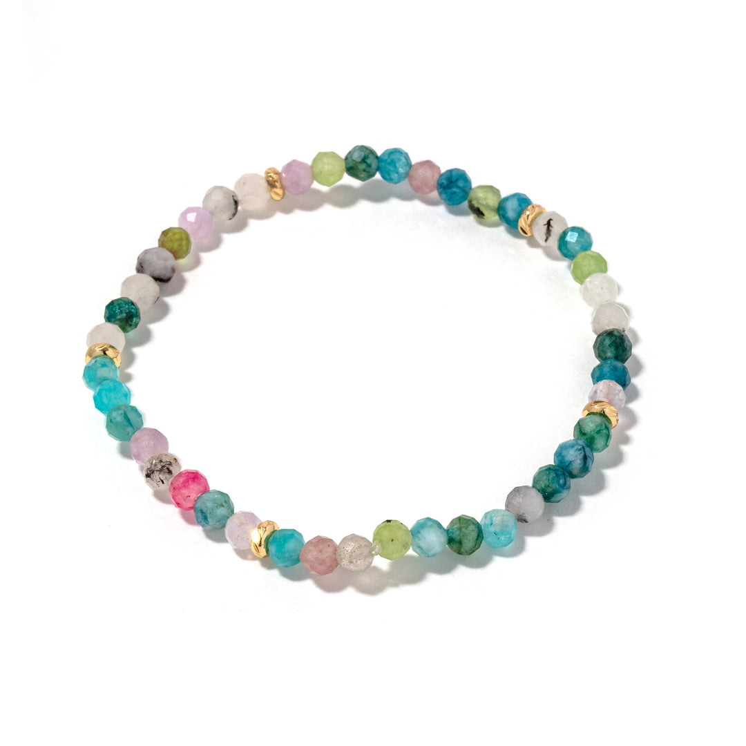 Plus Size 14k Gold Filled Blue Tourmaline Gemstone Bracelet 4mm