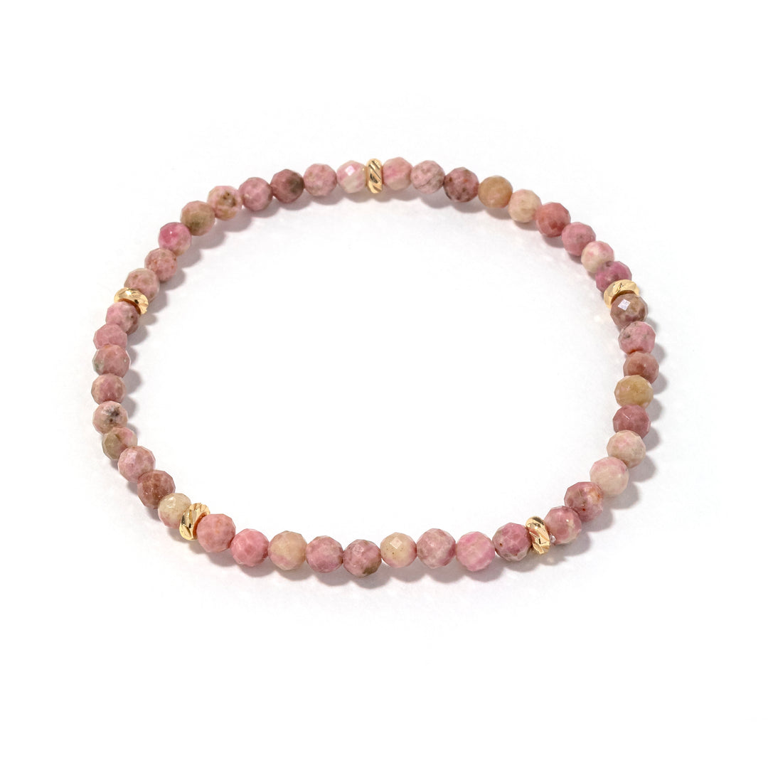 Plus Size 14k Gold Filled Mahogany Grain Gemstone Bracelet 4mm