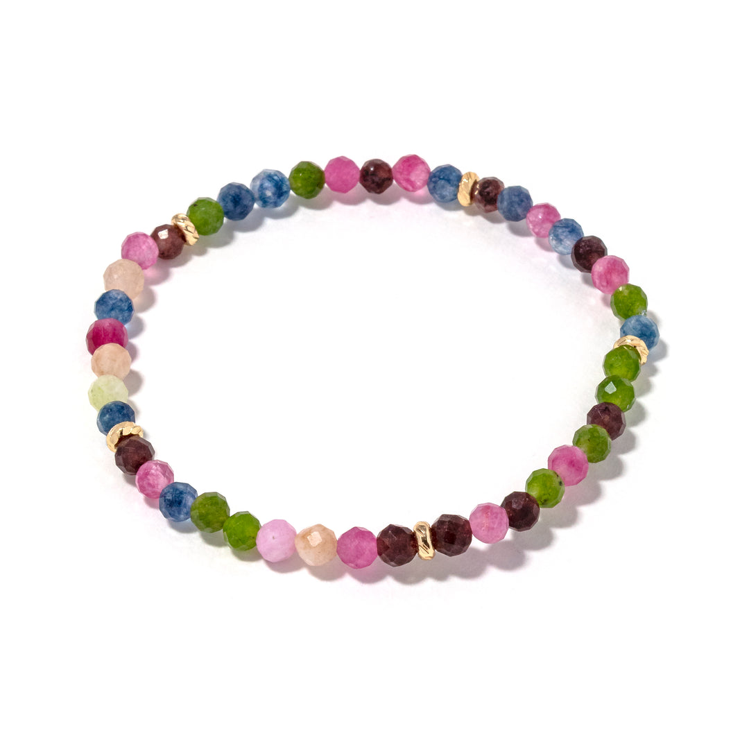 Plus Size 14k Gold Filled Pink Tourmaline Gemstone Bracelet 4mm