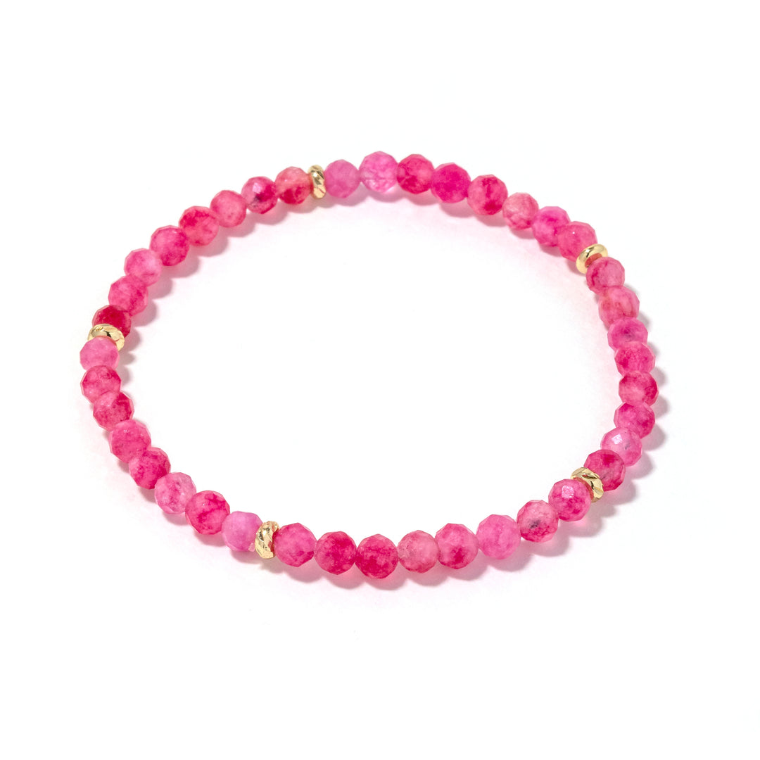 14k Gold Filled Red Vein Gemstone Bracelet 4mm