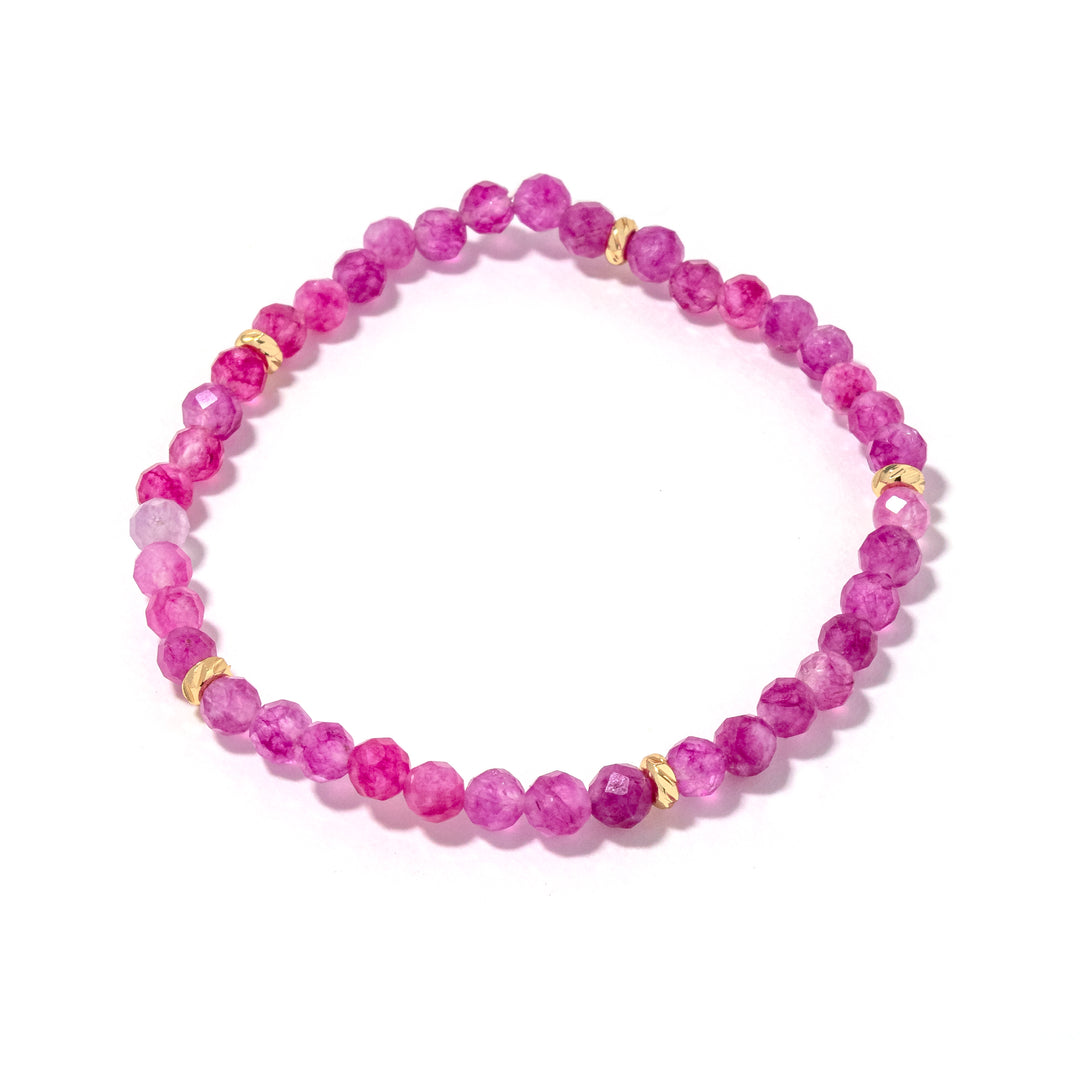14k Gold Filled Thunderbolt Quartz Gemstone Bracelet 4mm
