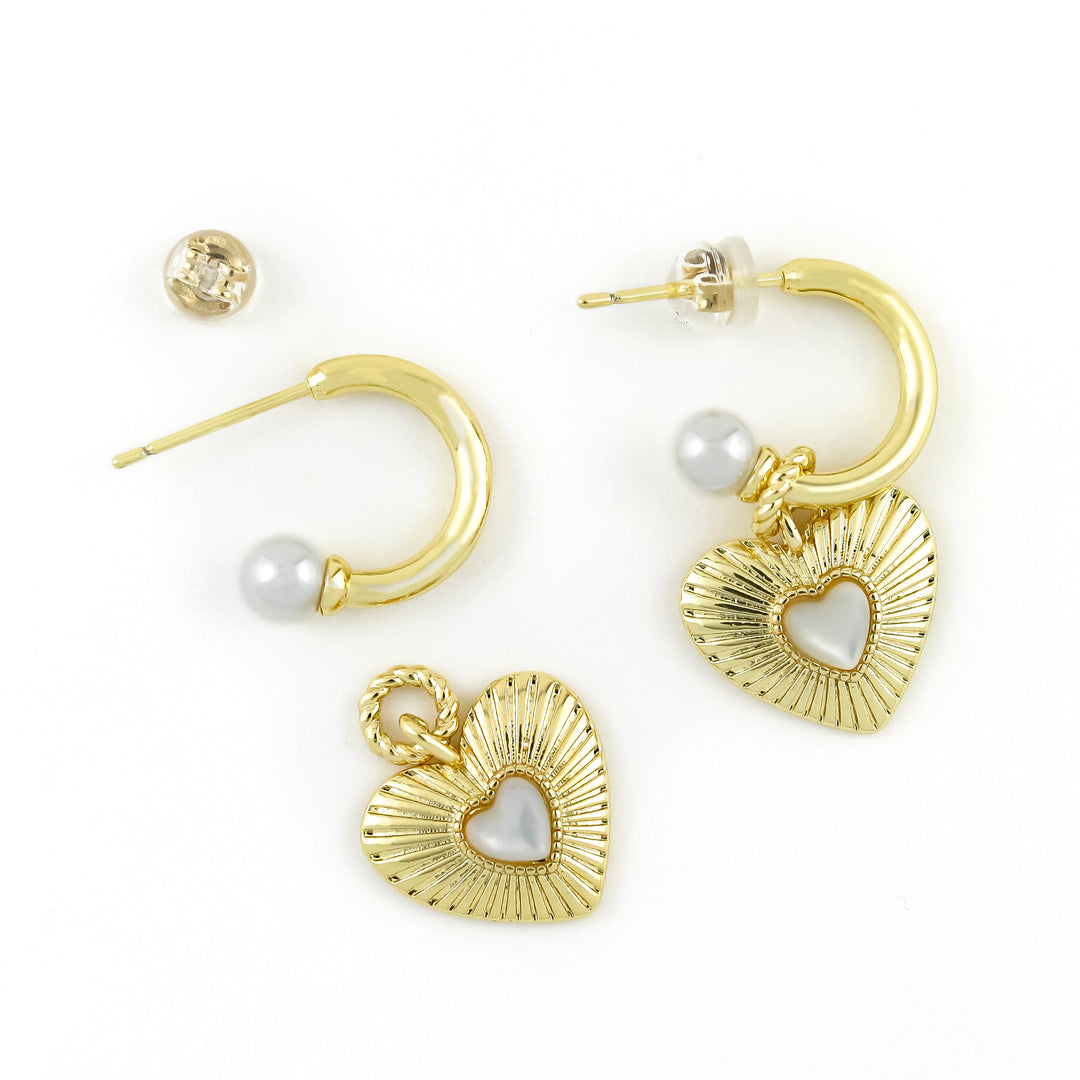 Heart Pearl Drop Earring