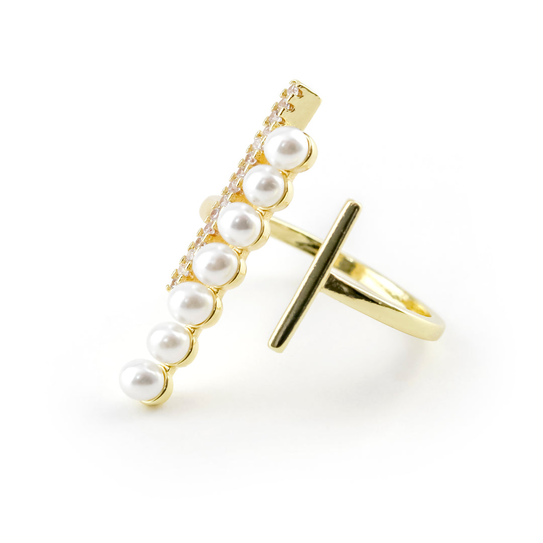Pearl Bar Gold Ring