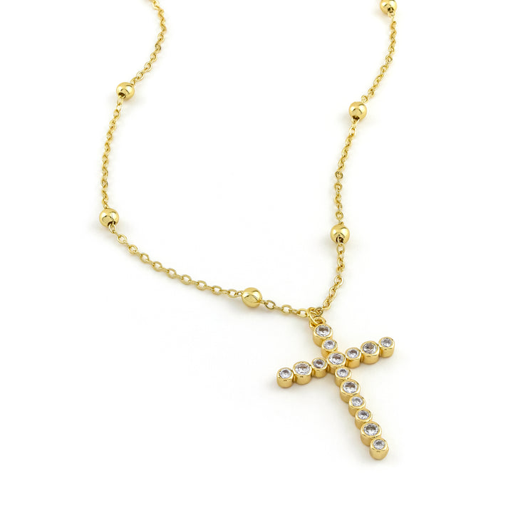 Bezel Cross Gold Necklace