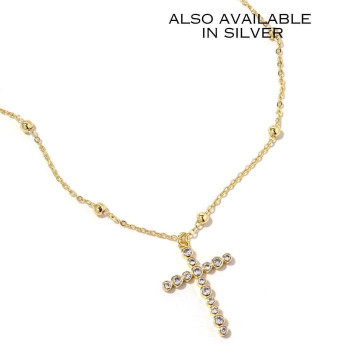 Bezel Cross Gold Necklace