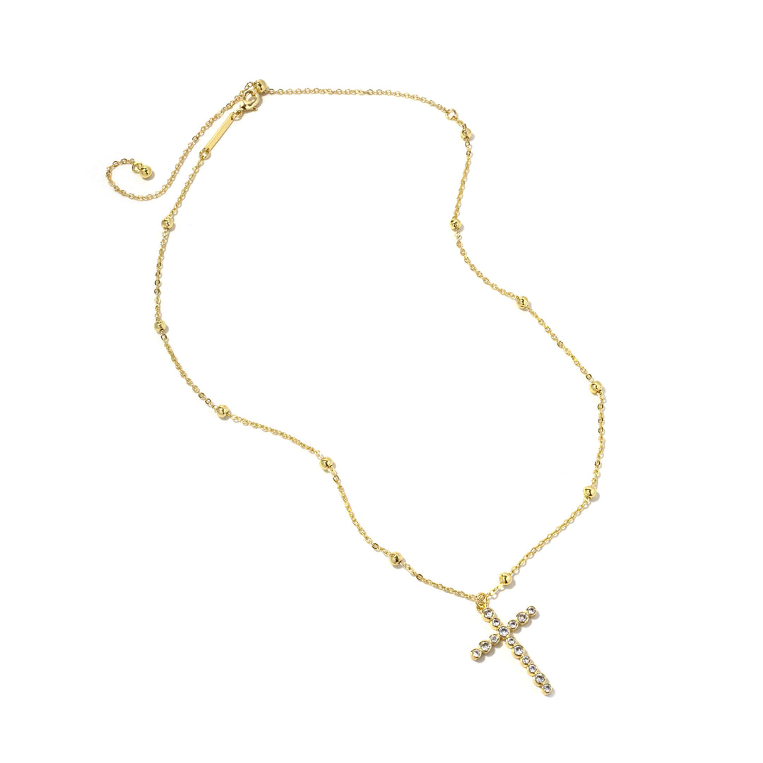 Bezel Cross Gold Necklace