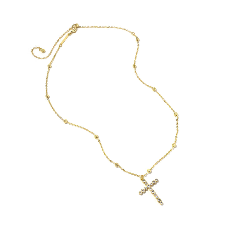 Bezel Cross Gold Necklace