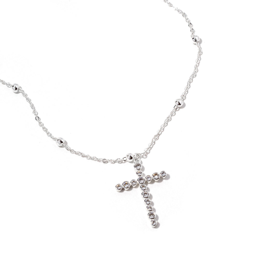 Bezel Cross Gold Necklace