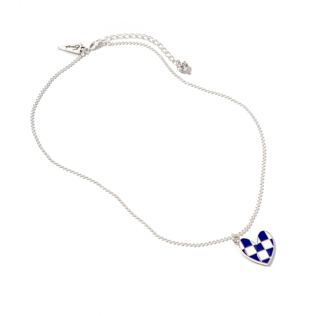 Carey Silver Checkered Heart Necklace