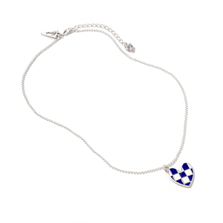 Carey Silver Checkered Heart Necklace