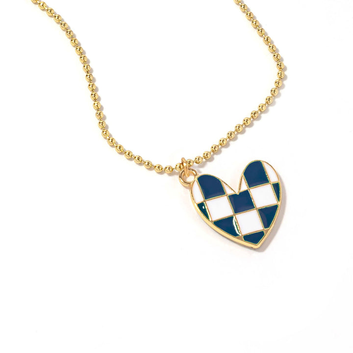 Justin Checkered Heart Necklace