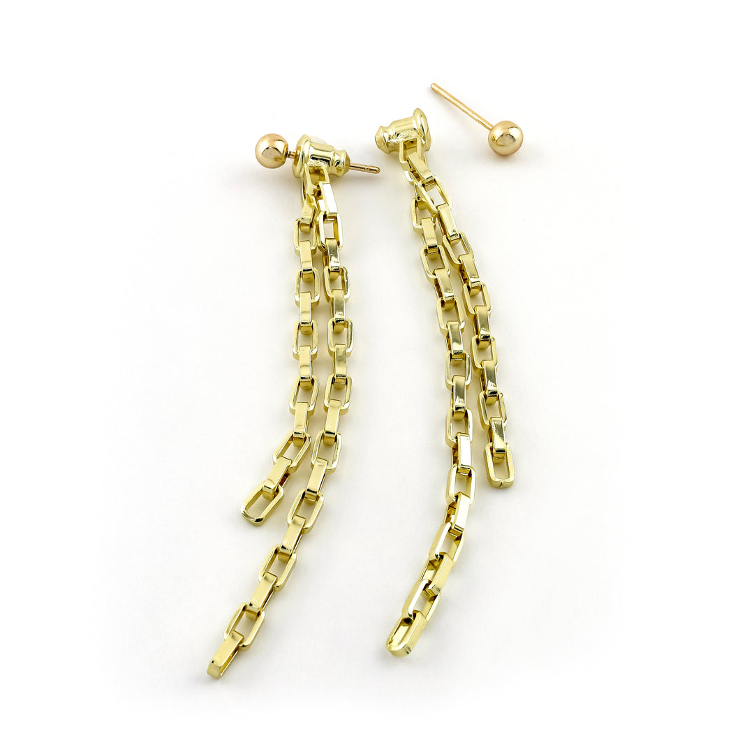 Double Squared Gold Earring