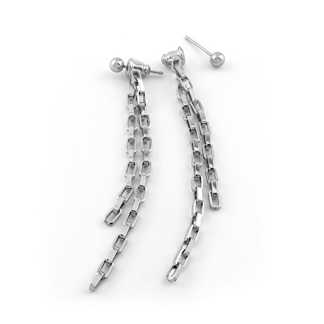 Double Squared Silver Earring