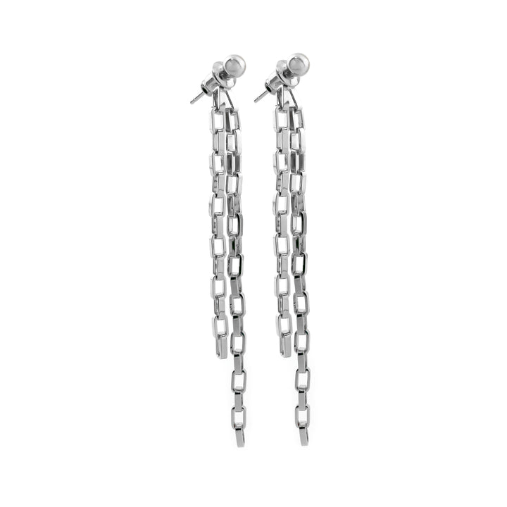 Double Squared Silver Earring