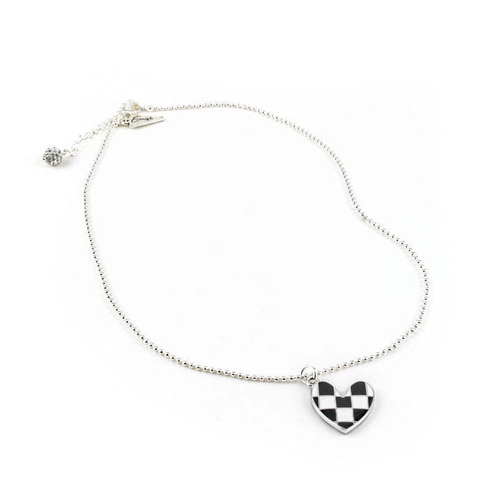 Brad Silver Checkered Heart Necklace
