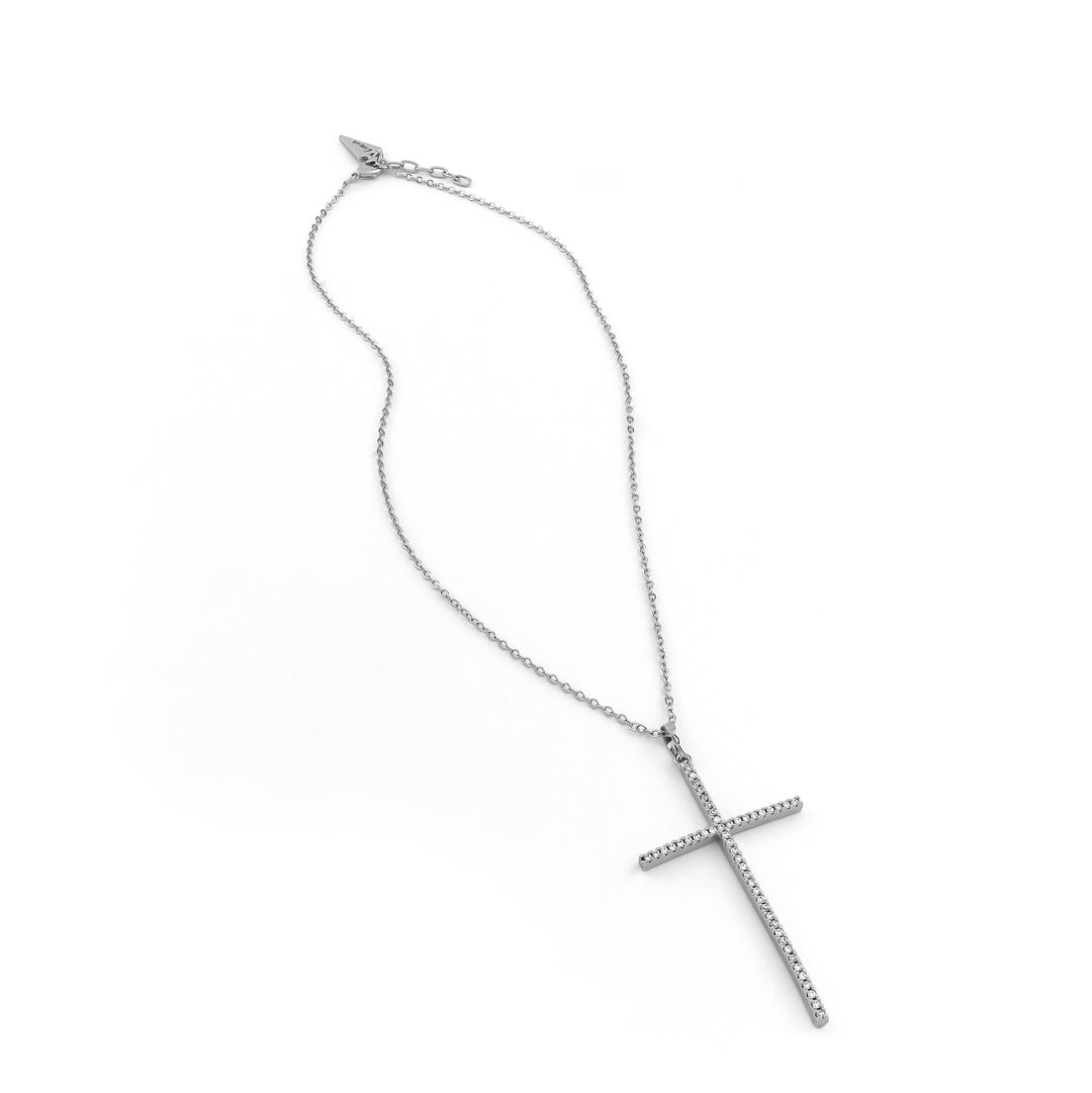 Sparkle Cross Silver Necklace
