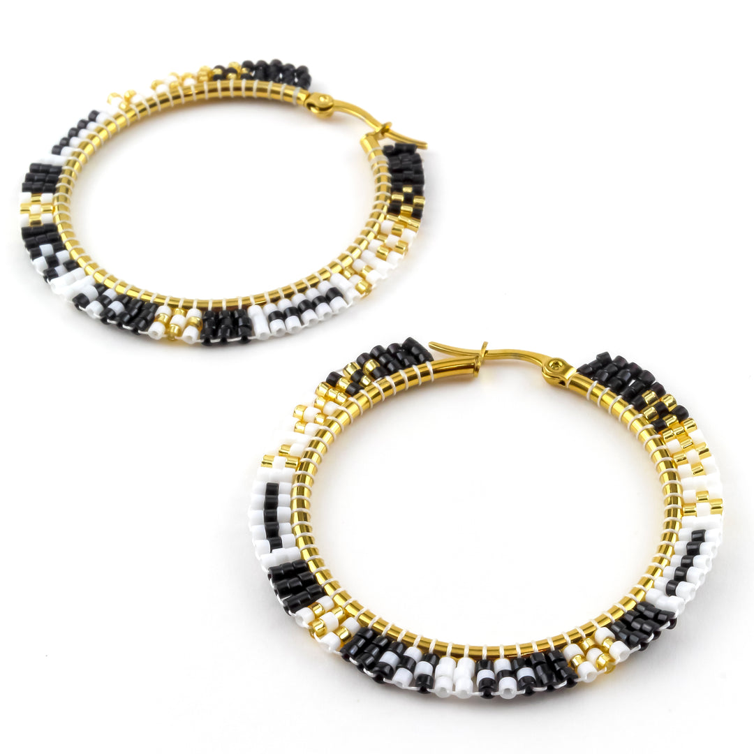 Sunburst Black & White Earring