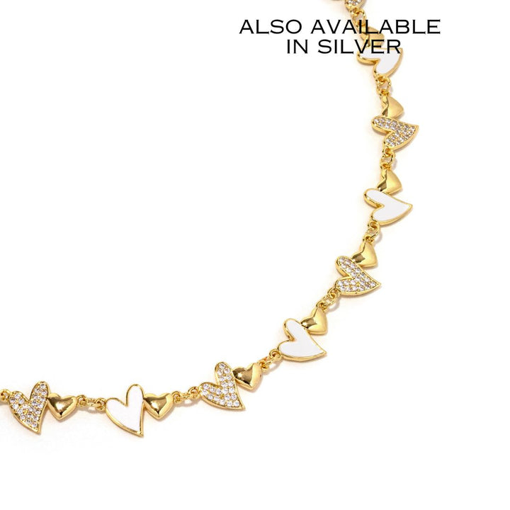 White Heart Chain Necklace
