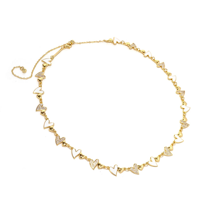 White Heart Chain Necklace