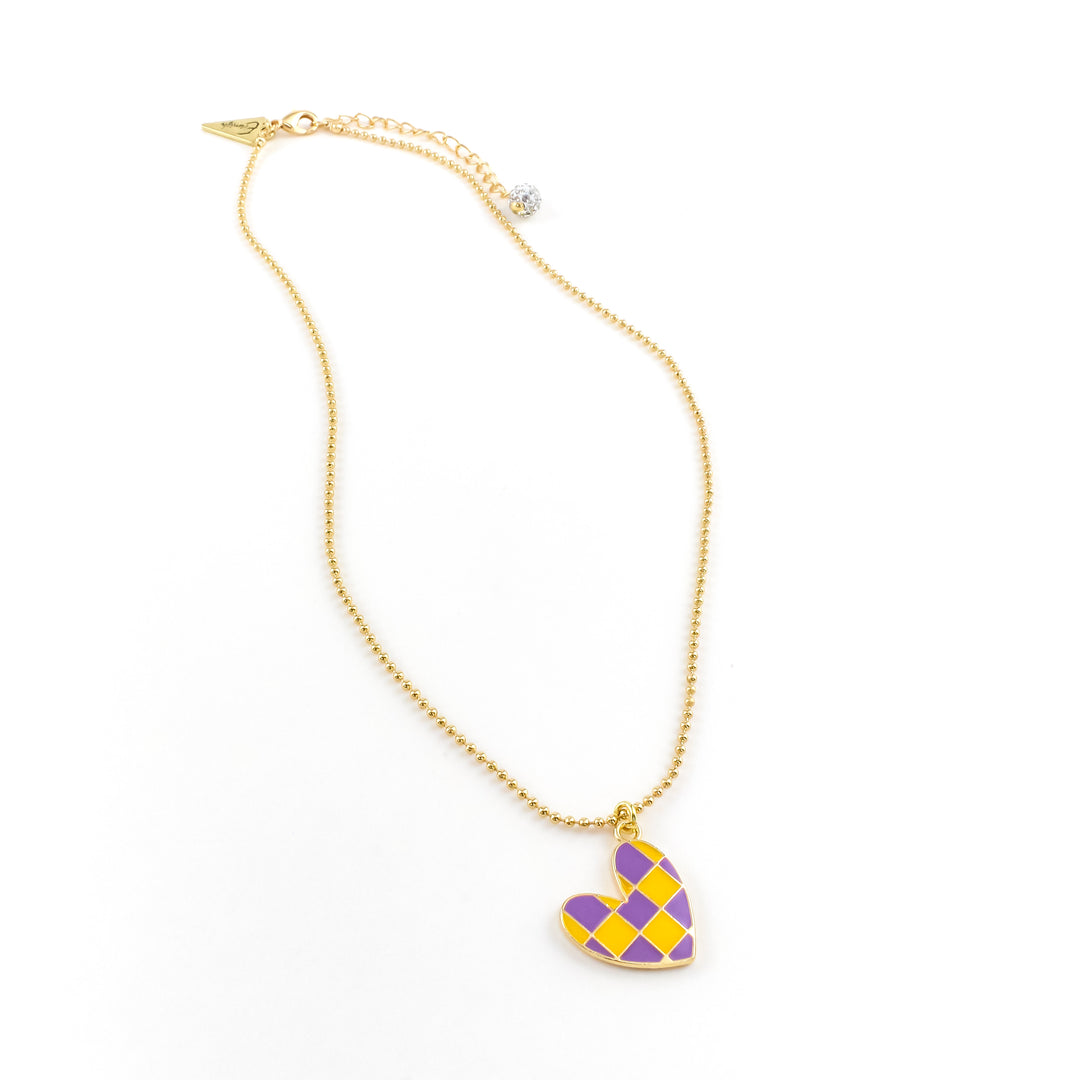 Brandon Checkered Heart Necklace