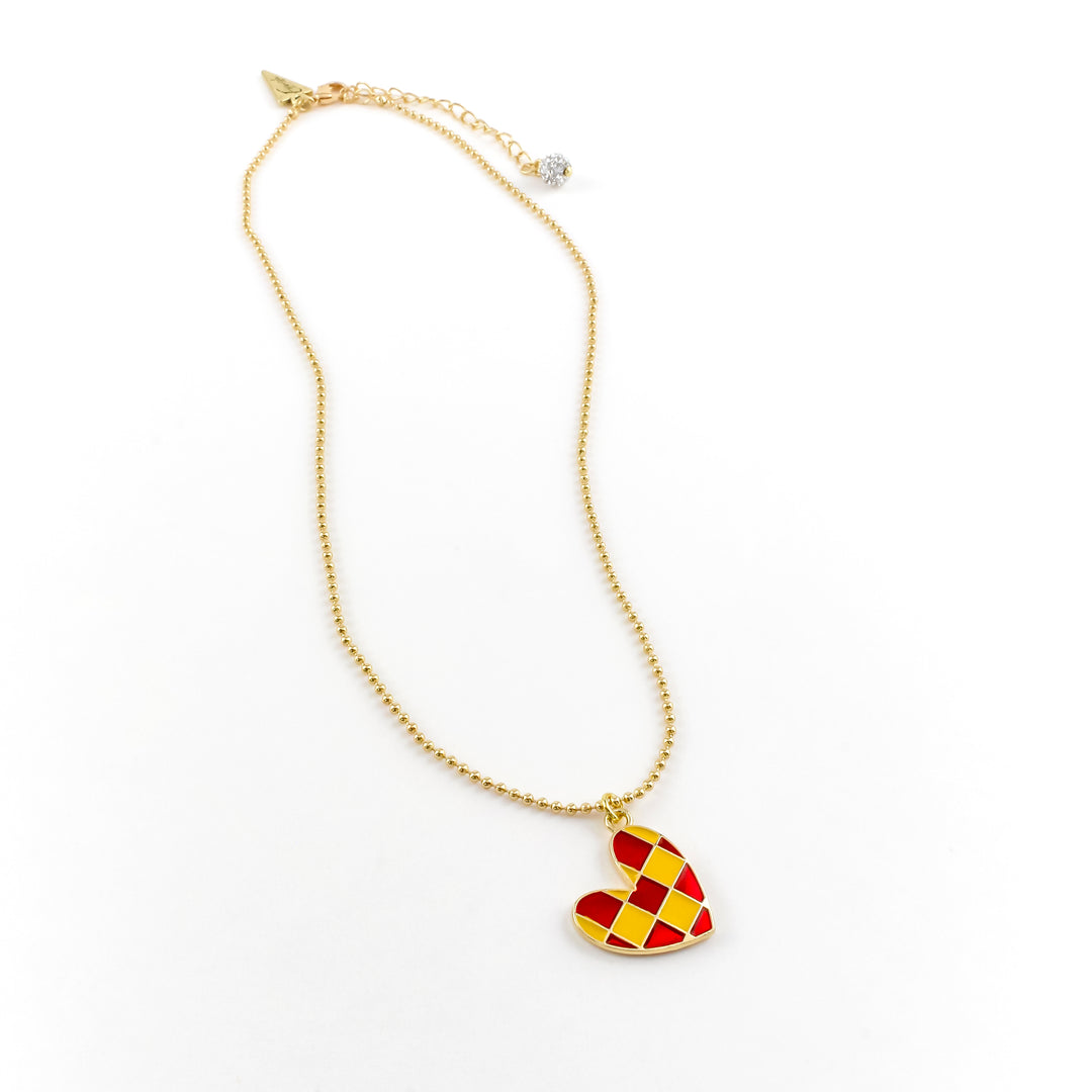 Patty Checkered Heart Necklace