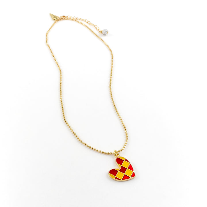 Patty Checkered Heart Necklace